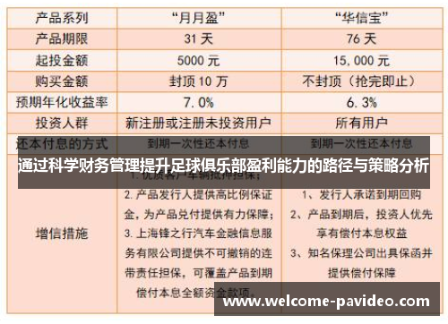 通过科学财务管理提升足球俱乐部盈利能力的路径与策略分析 通过科学财务管理提升足球俱乐部盈利能力的路径与策略分析