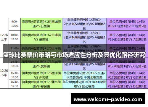 篮球比赛票价策略与市场适应性分析及其优化路径研究 篮球比赛票价策略与市场适应性分析及其优化路径研究